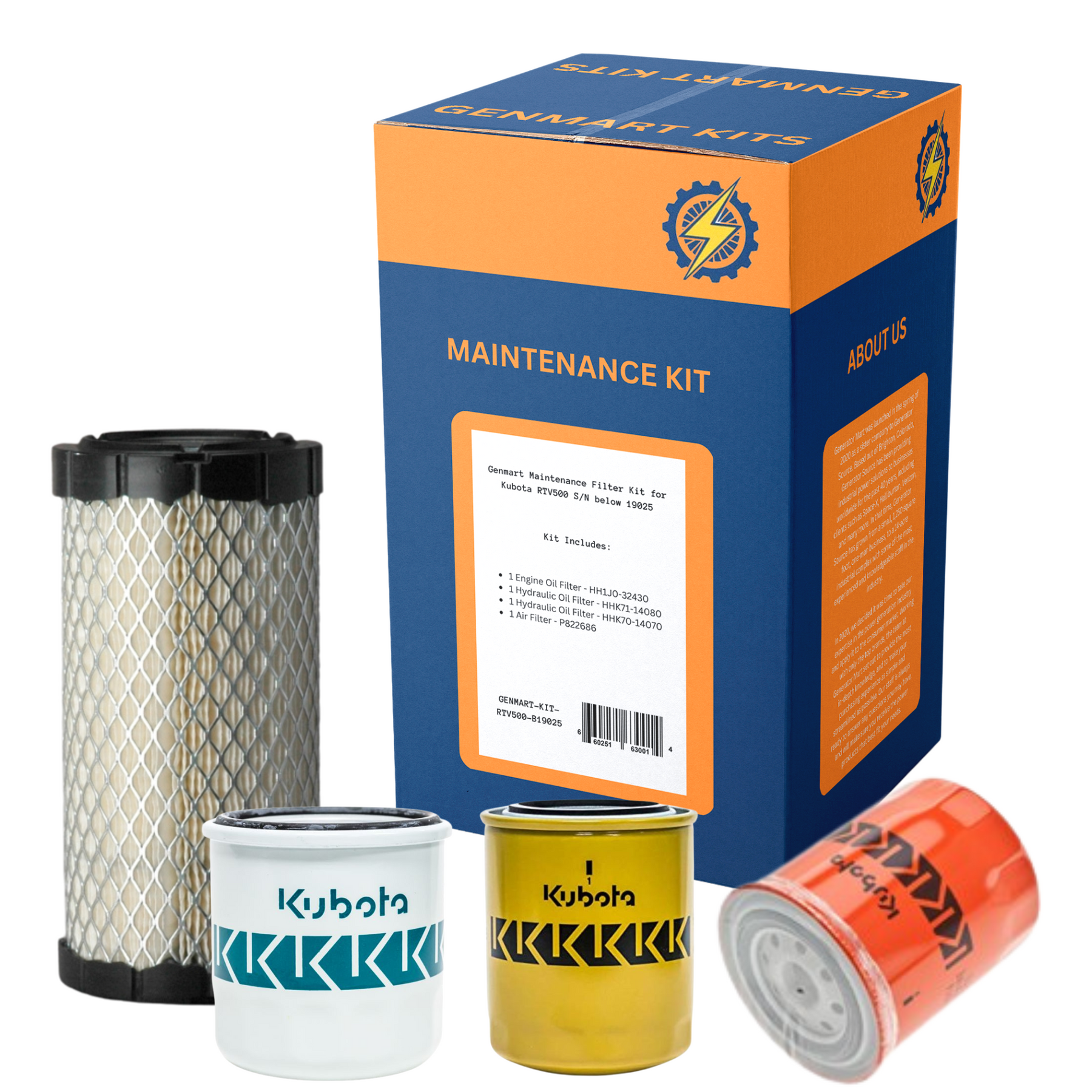 Genmart Maintenance Filter Kit for Kubota RTV500 (serial number 19024 and below)