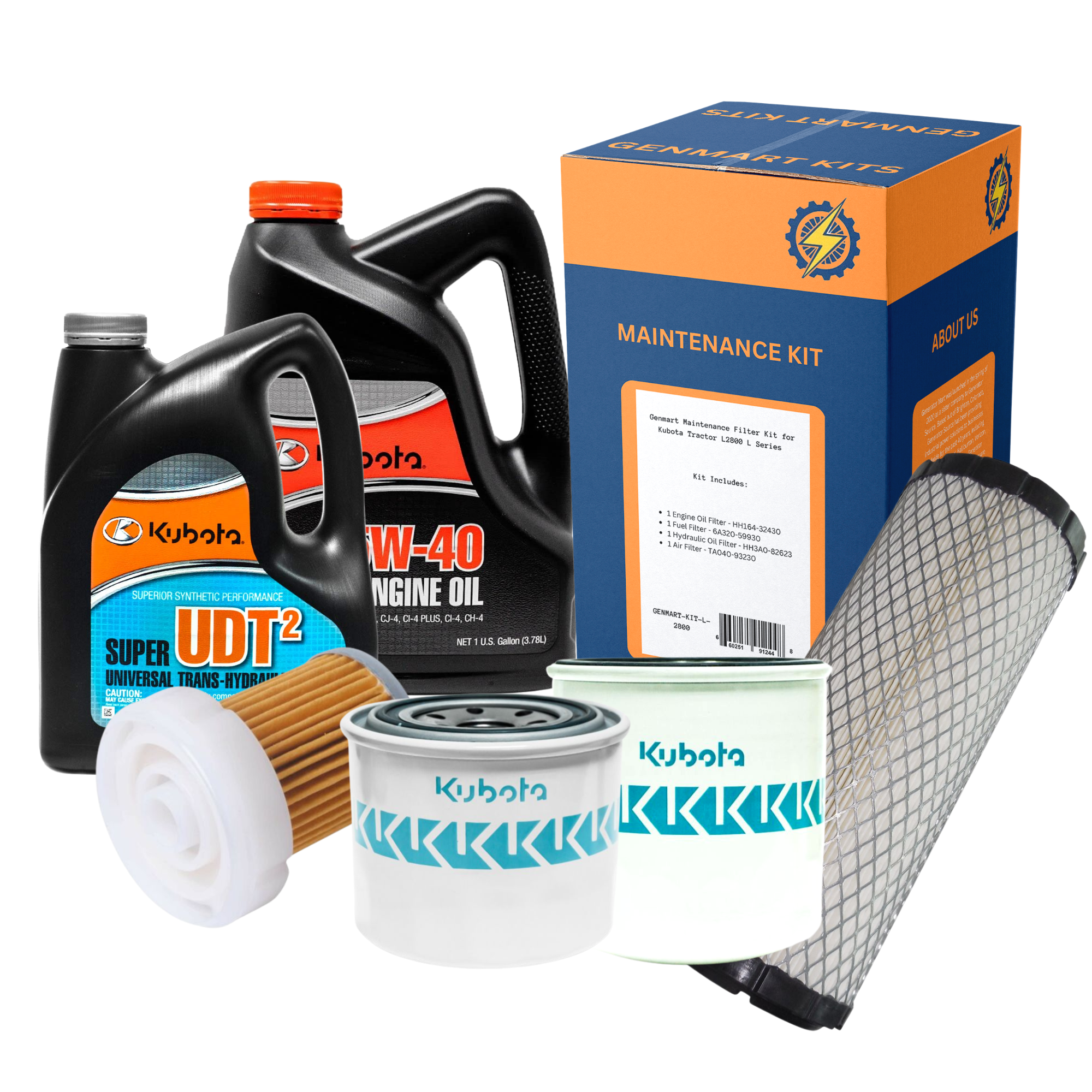 Filter Kit Fit For Kubota L2501 L2800 L3200 L3400 L3700SU L3800 HST Tractor, Air Filter, Oil Filter, Lube Filter, Fuel Filter, Hydraulic Oil Filter Kit Replaces HH164-32430 6A320-59930, 6 Pcs, Oil Filters
