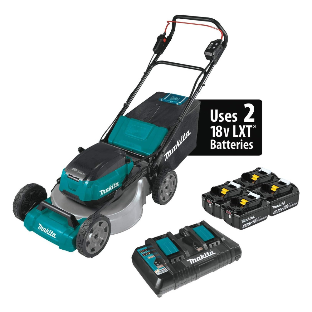 Makita XML07PT1 36V (18V X2) LXT® Brushless 21" Commercial Lawn Mower Kit with 4 Batteries (5.0Ah), Teal