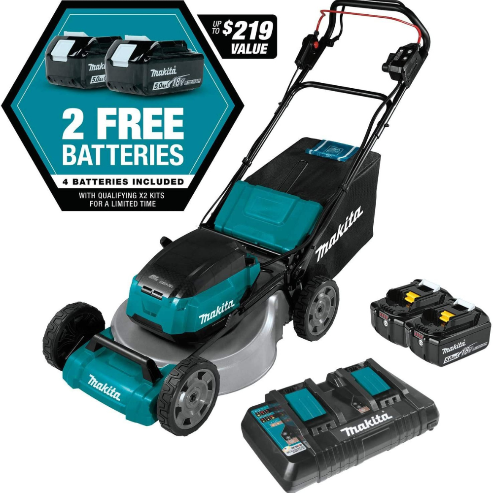 Makita XML06PT1 36V (18V X2) LXT® Brushless 18" Self-Propelled Commercial Lawn Mower Kit with 4 Batteries (5.0Ah)