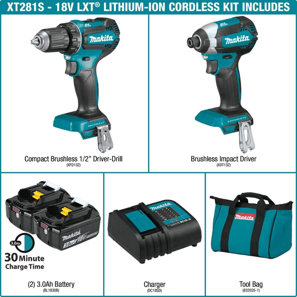 Makita XT281S 18V LXT 2-Pc. Combo Kit