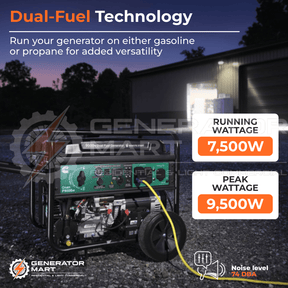 Cummins-Onan 9500W Portable Generator Dual Fuel- P9500Df