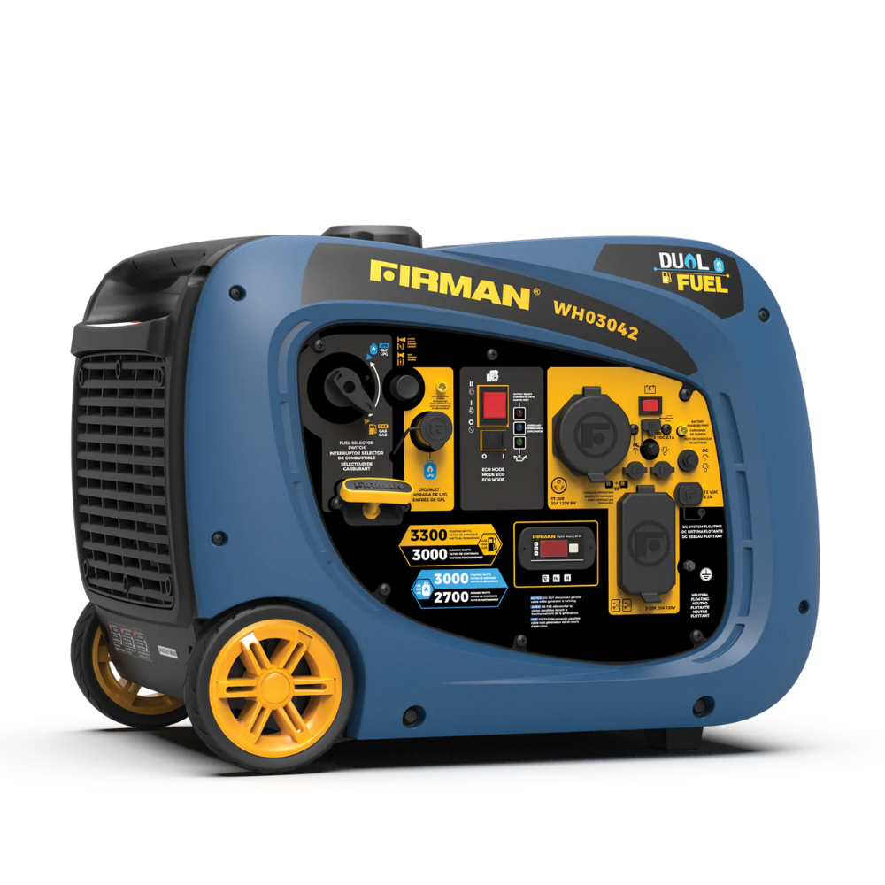 Firman Dual Fuel Inverter 3300/2900W Electric Start Gasoline or Propane Powered Parallel Ready Portable Generator - DS-WH03042