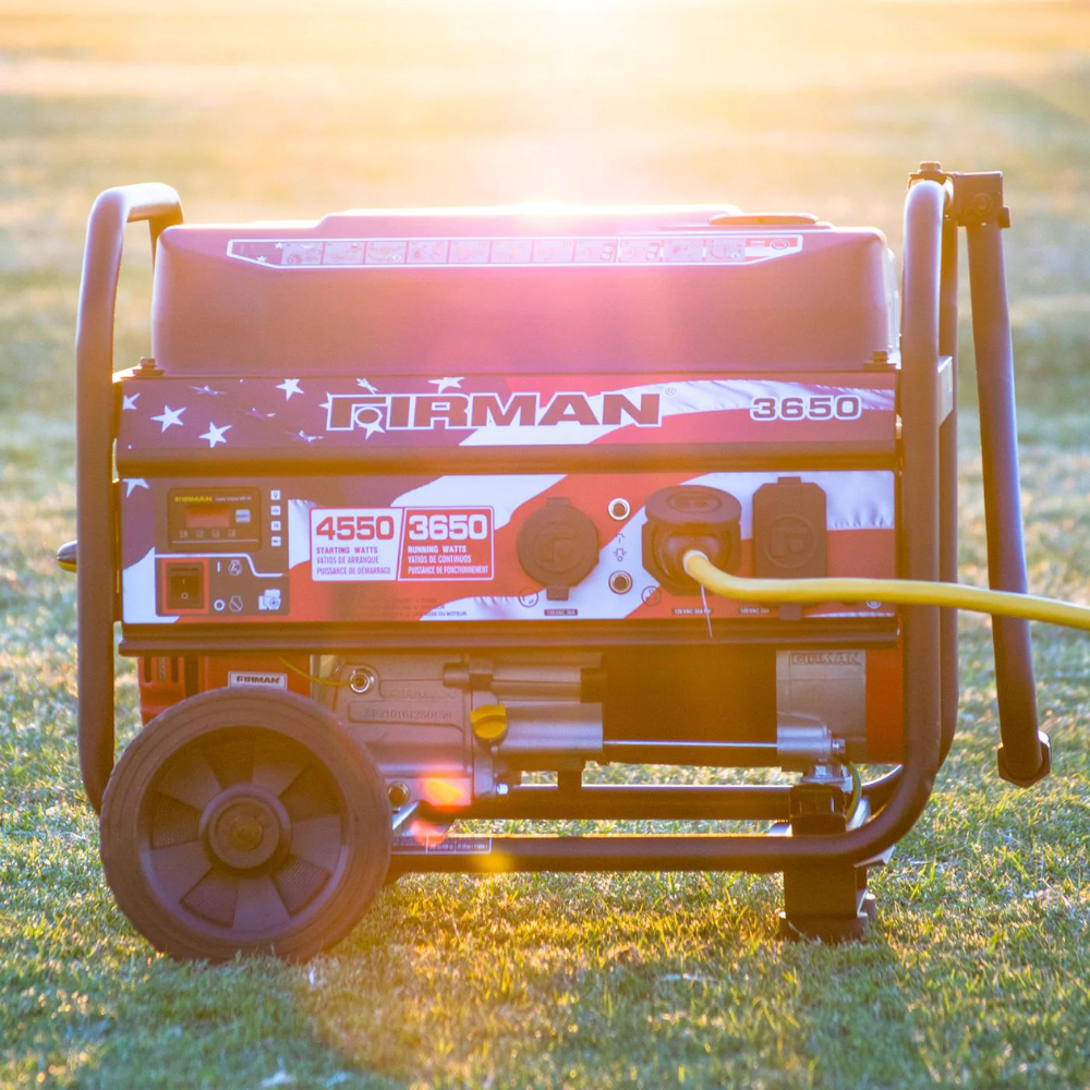 Firman Open Frame 4650/3650W Recoil Start Gasoline Powered Portable Generator with Stars & Stripes Print - DS-P03611