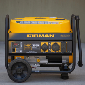 Firman Open Frame 4550/3550W Recoil Start Gasoline Powered Portable Generator with Wheel Kit and Cover - DS-P03501