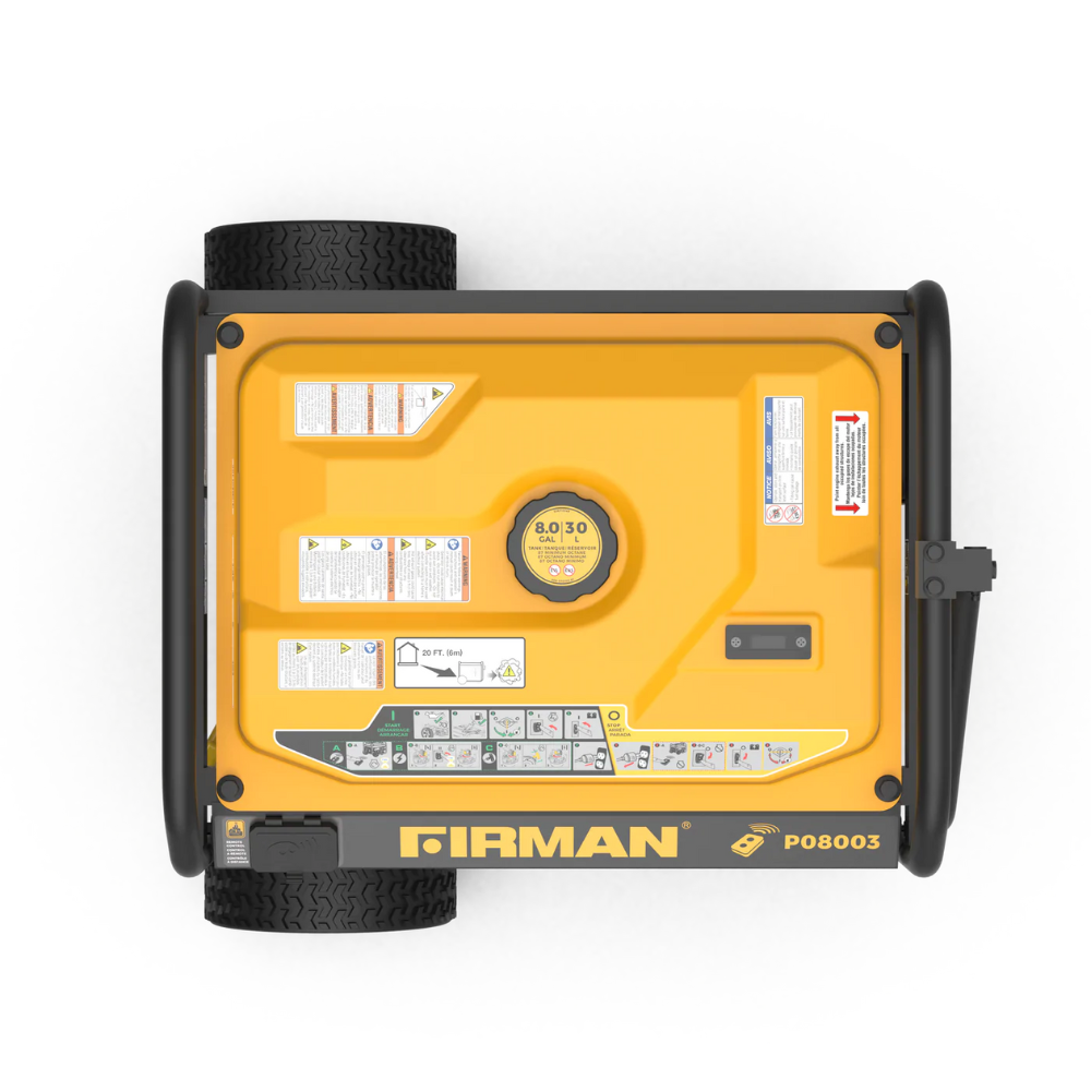 Firman Open Frame 10000/8000W Remote Start Gasoline Powered Portable Generator with Wheel Kit 120/240V - DS-P08003