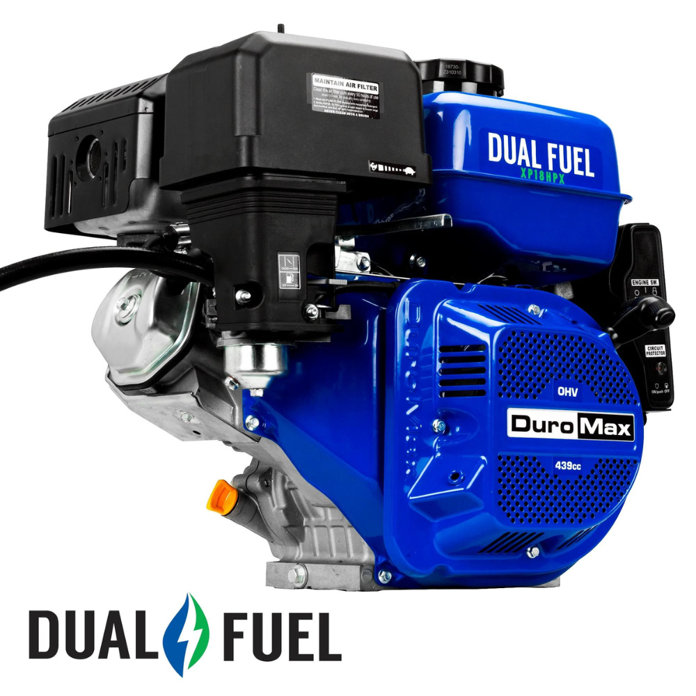 DuroMax 439cc 1" Shaft Recoil/Electric Start Horizontal Dual Fuel Engine - DS-XP18HPX