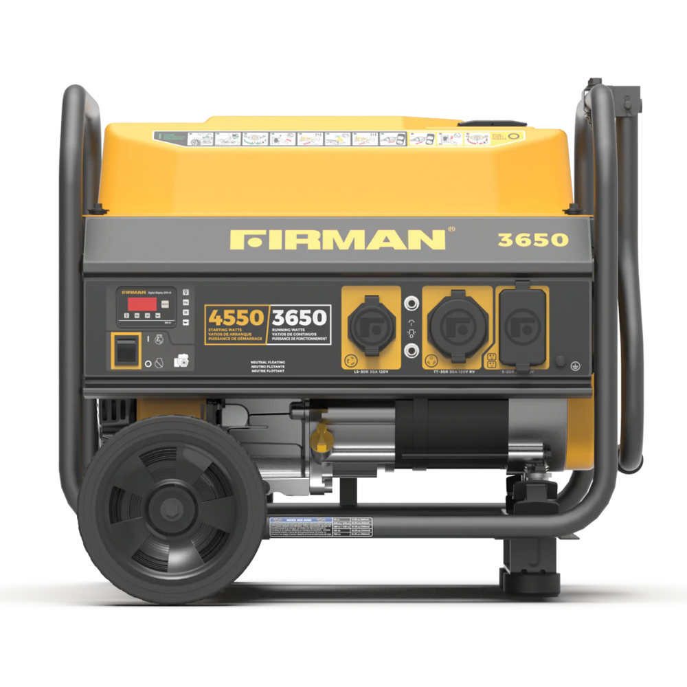 Firman Open Frame 4650/3650W Recoil Start Gasoline Powered Portable Generator with Wheel Kit - DS-P03602