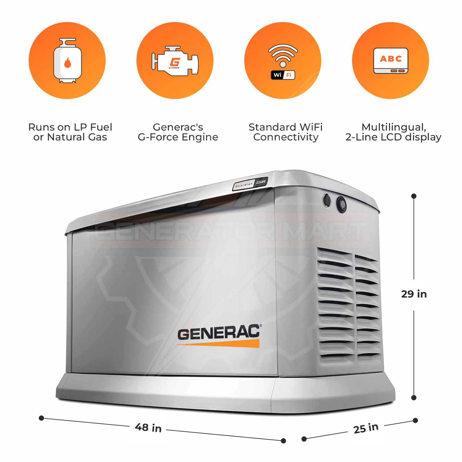 Generac 22kW Generator W 200 Amp Transfer Switch 70433