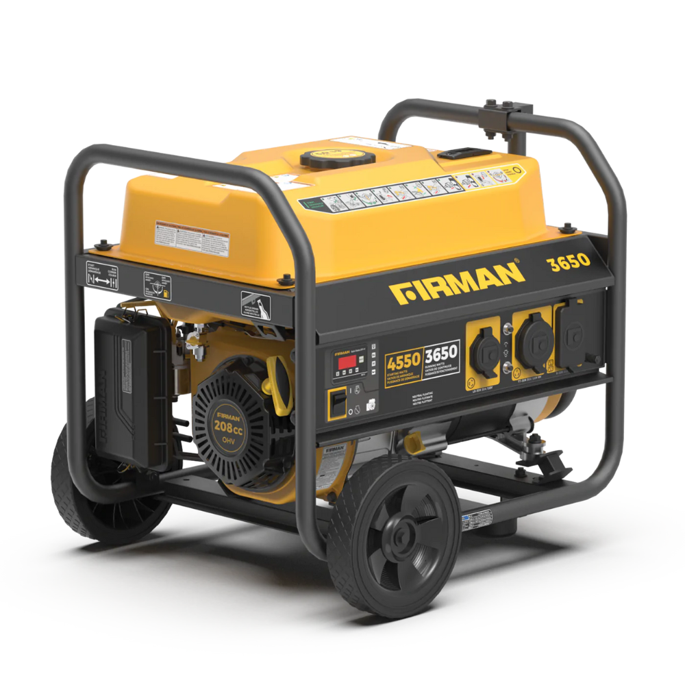 Firman Open Frame 4650/3650W Recoil Start Gasoline Powered Portable Generator with Wheel Kit - DS-P03602