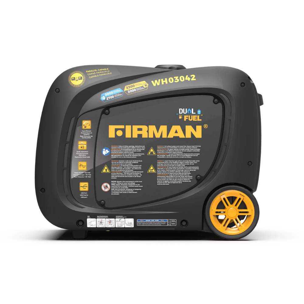 Firman Dual Fuel Inverter 3300/2900W Electric Start Gasoline or Propane Powered Parallel Ready Portable Generator - DS-WH03042