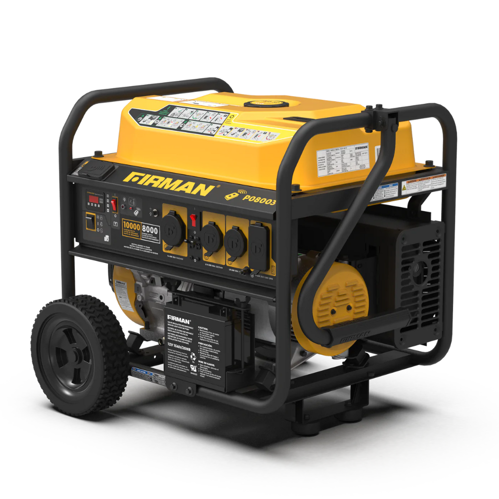 Firman Open Frame 10000/8000W Remote Start Gasoline Powered Portable Generator with Wheel Kit 120/240V - DS-P08003