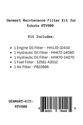 Genmart Maintenance Kit for Kubota RTV900